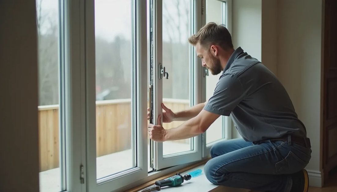 Technician replacing only the insulated glass unit inside an otherwise sound window frame