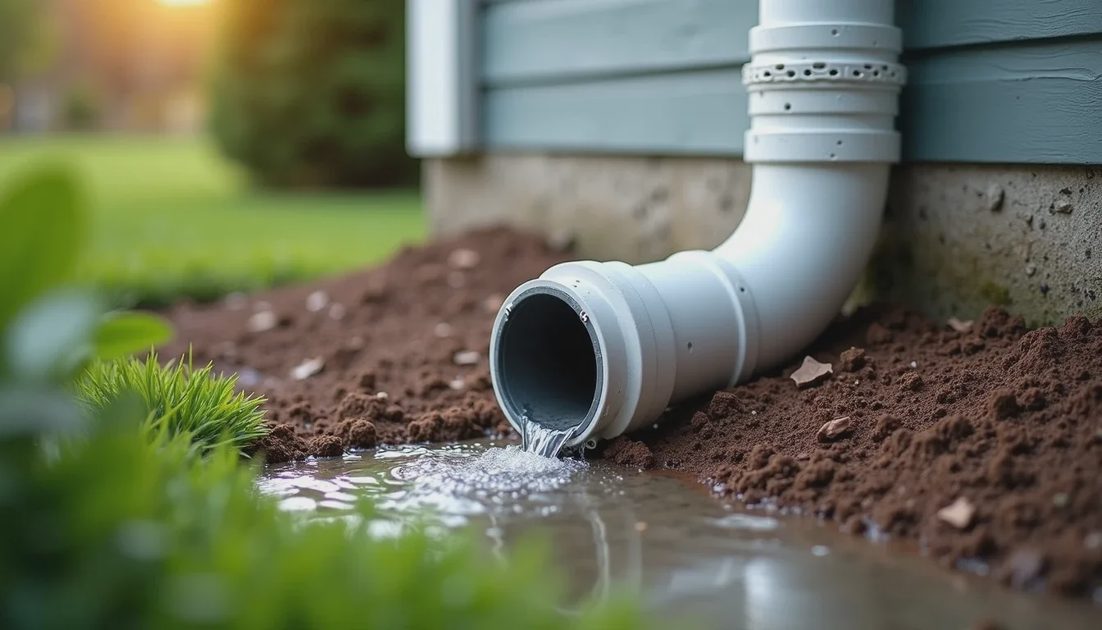 Downspout extension moving water clear of the foundation